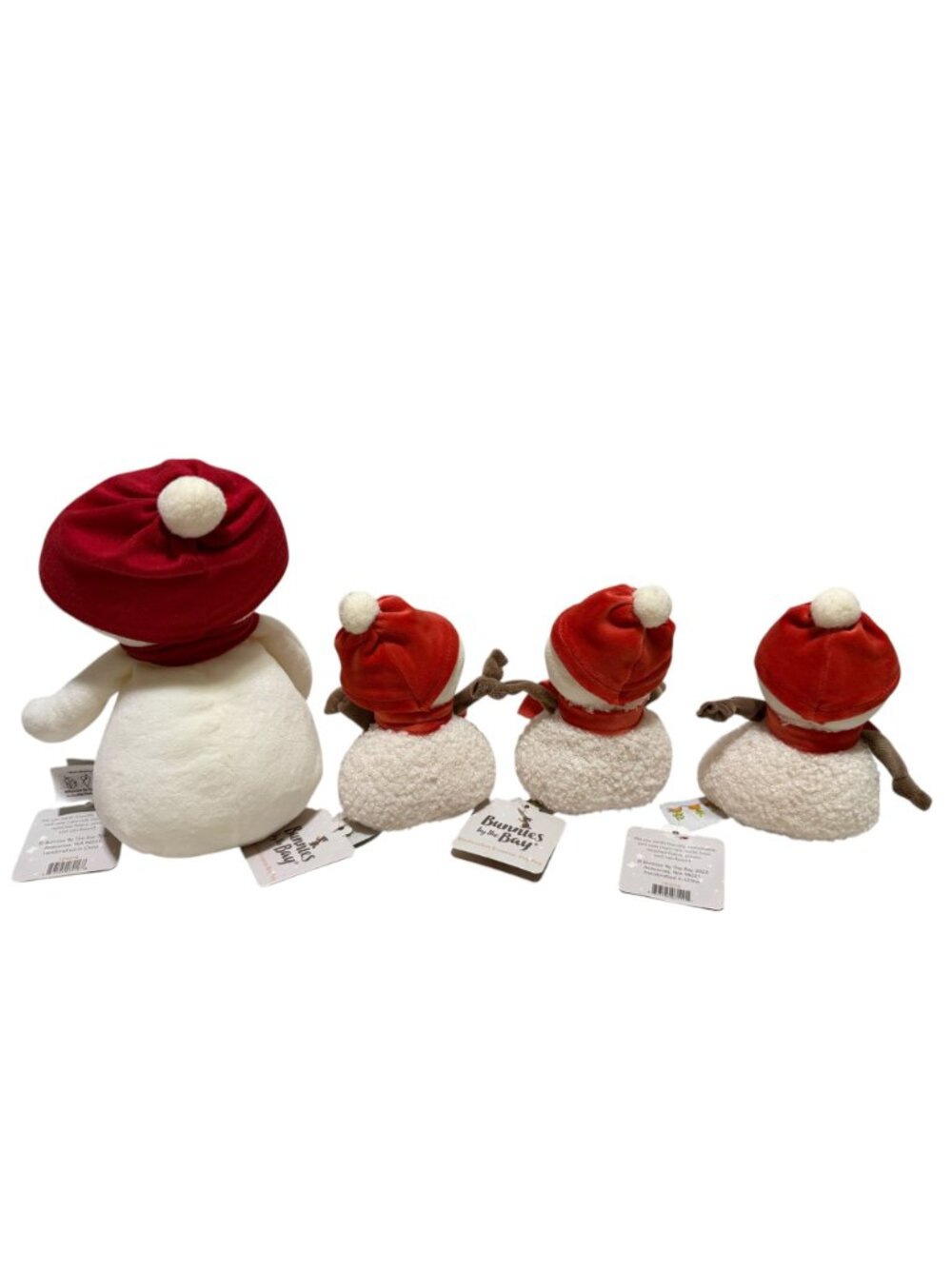 Bunnies By The Bay Marshmallow Snowman Set of 4 Plush Toys With Tags Christmas - Picture 2 of 10